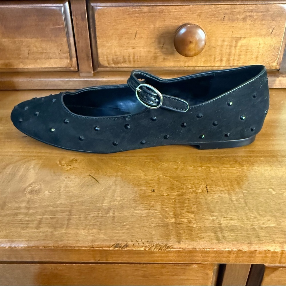 J Crew satin rhinestone Mary Jane Flats ballet buckle strap woman 7.5 classic - Picture 2 of 9